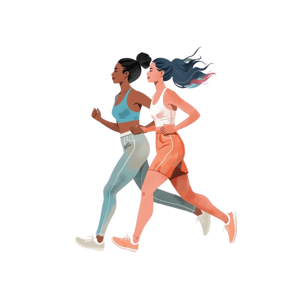 アクリル画風・淡色エクササイズクリップアート7点セット PNG(背面透過)