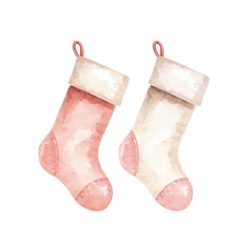 クリスマスパステルカラークリップアート7点セット PNG(背景透過)