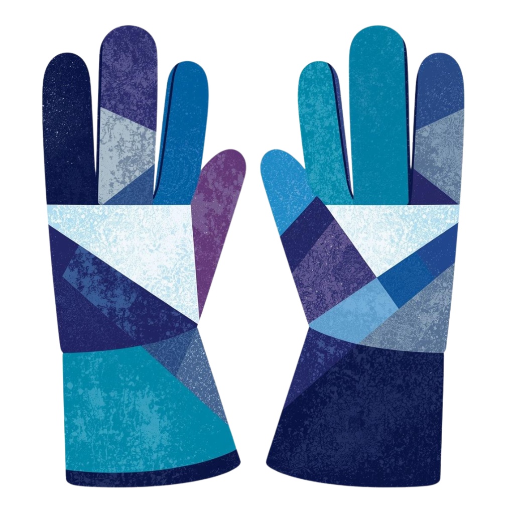 冬を彩る キュビスム風アシンメトリークリップアート10点セット PNG(背面透過)