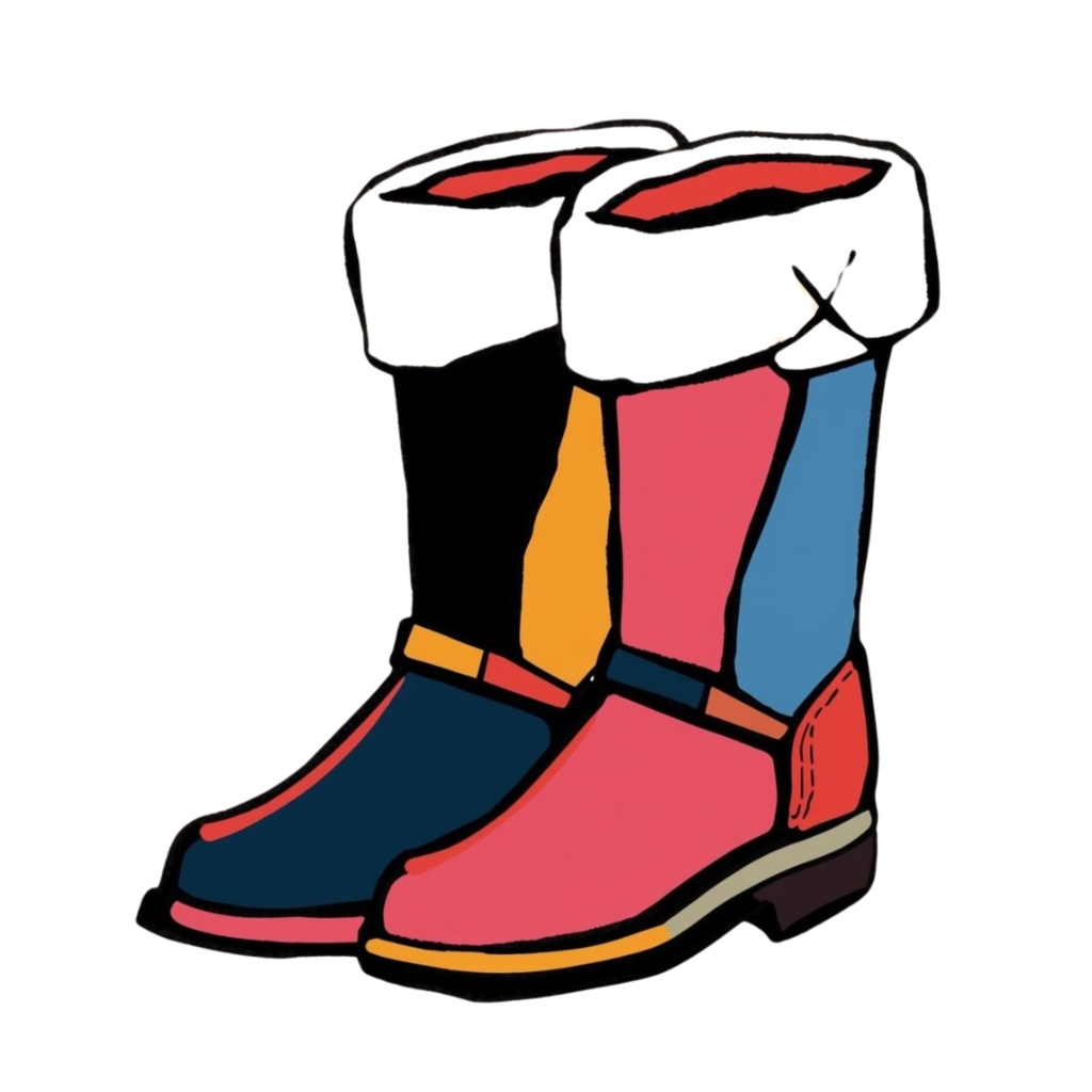 冬を彩る キュビスム風アシンメトリークリップアート10点セット PNG(背面透過)