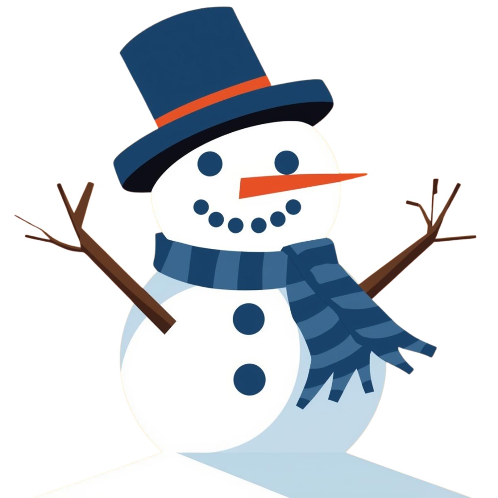 冬を彩る キュビスム風アシンメトリークリップアート10点セット PNG(背面透過)