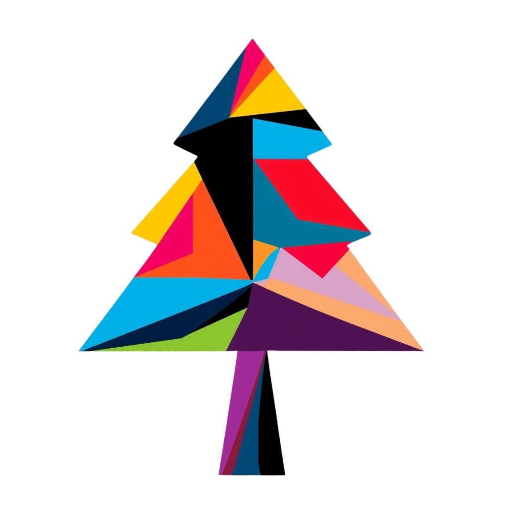 冬を彩る キュビスム風アシンメトリークリップアート10点セット PNG(背面透過)