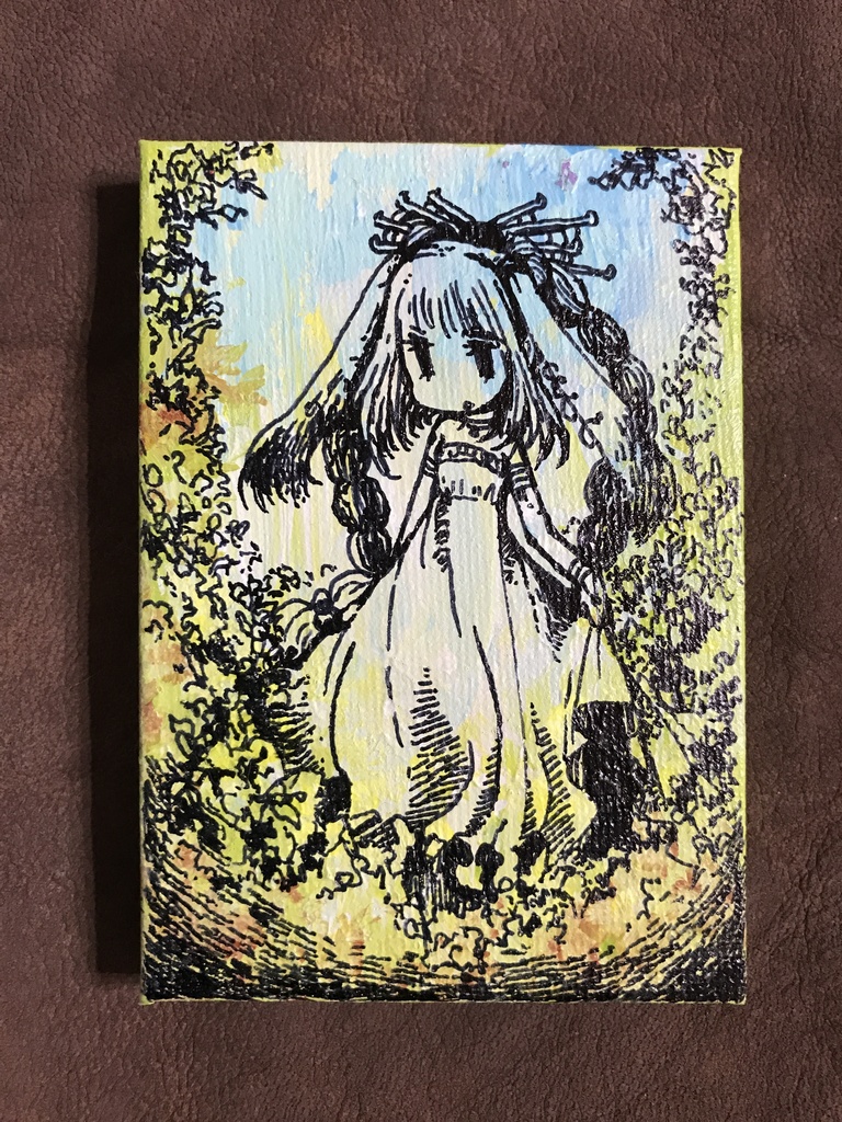 直筆ミニキャンバス／春の乙女