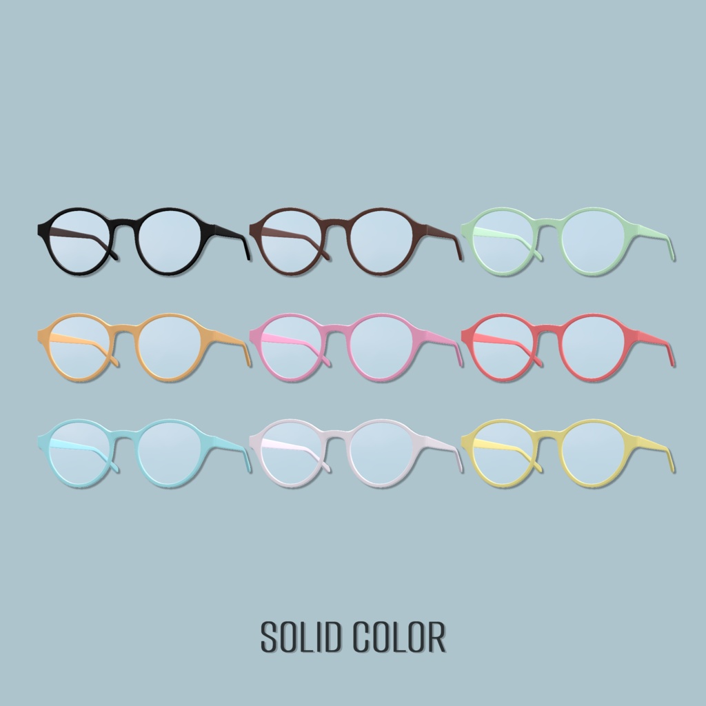 ボストンメガネ/Boston Glasses 計55種【ホログラフィック/クリアカラー/単色/グラデーション/木目】