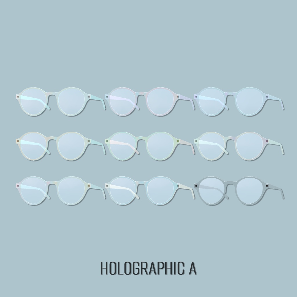ボストンメガネ/Boston Glasses 計55種【ホログラフィック/クリアカラー/単色/グラデーション/木目】