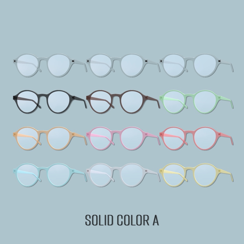ボストンメガネ/Boston Glasses 計55種【ホログラフィック/クリアカラー/単色/グラデーション/木目】