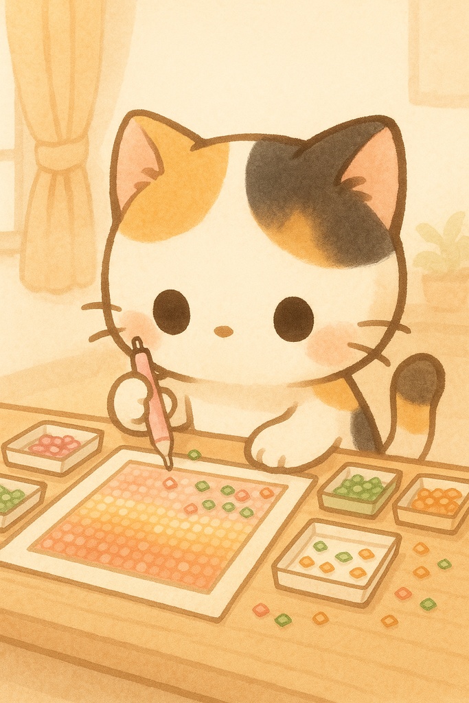 ダイヤモンドアートと猫の日常