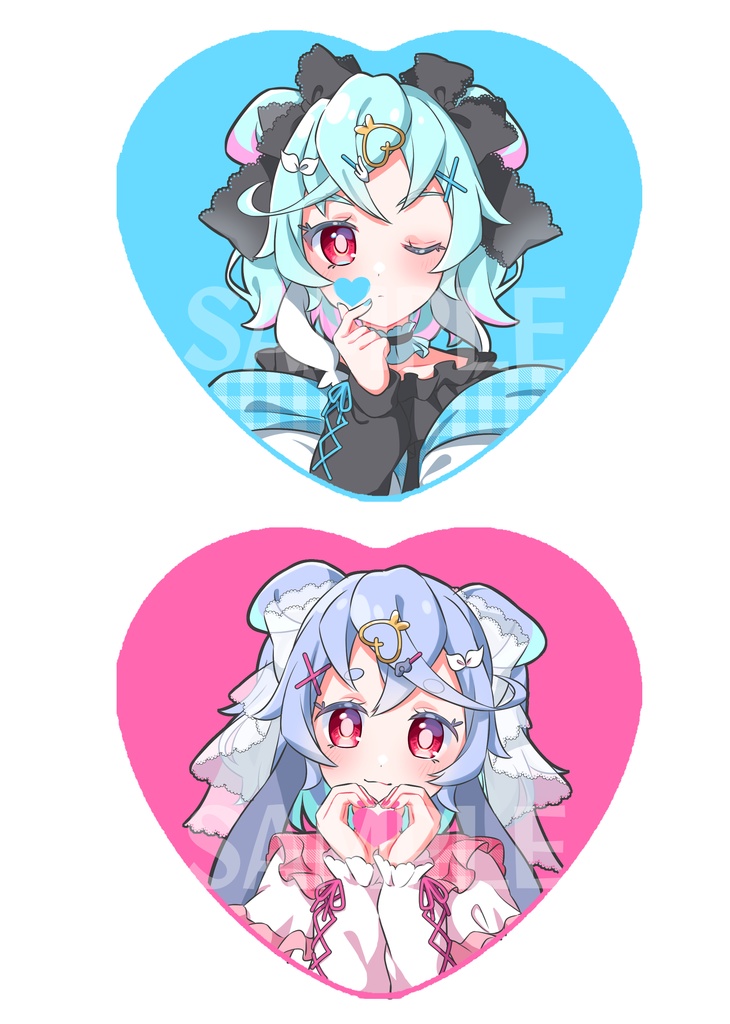 プカプリハート缶バッチ　2個セット