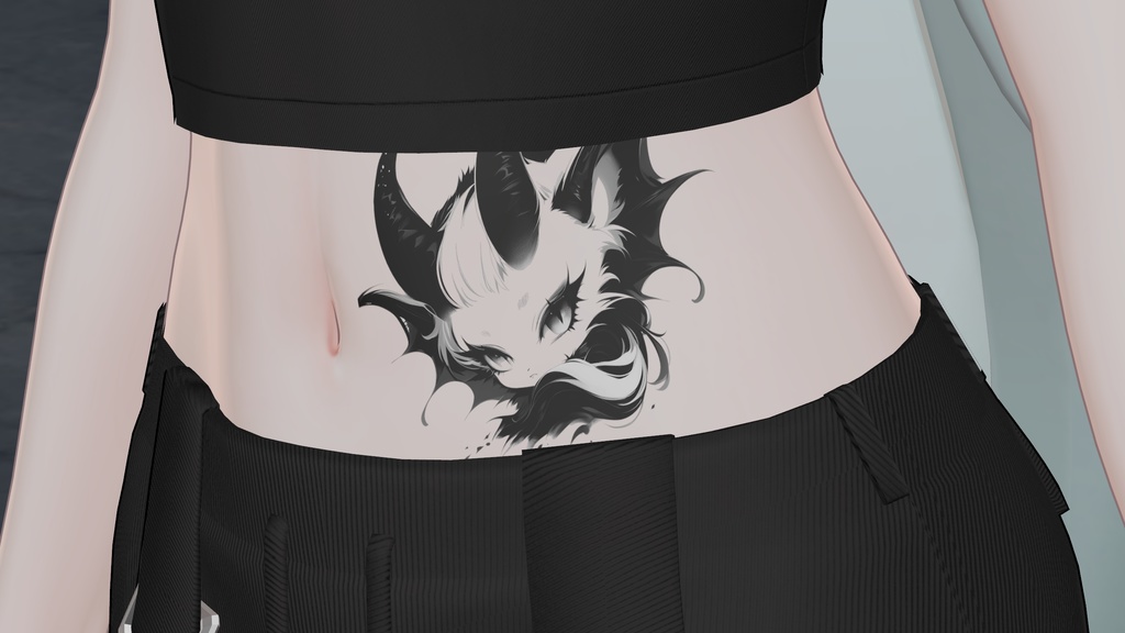 黒角の魔獣/透過アートタトゥー素材