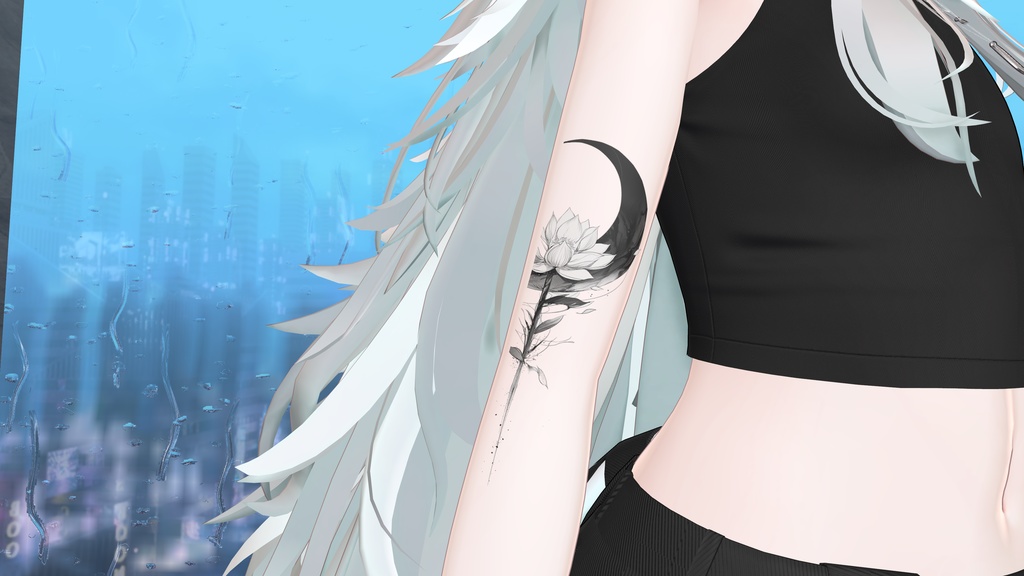 透過アートタトゥー素材(月)