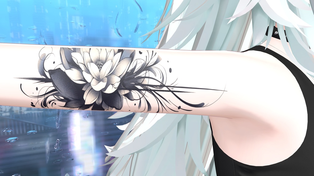 透過アートタトゥー素材(花)