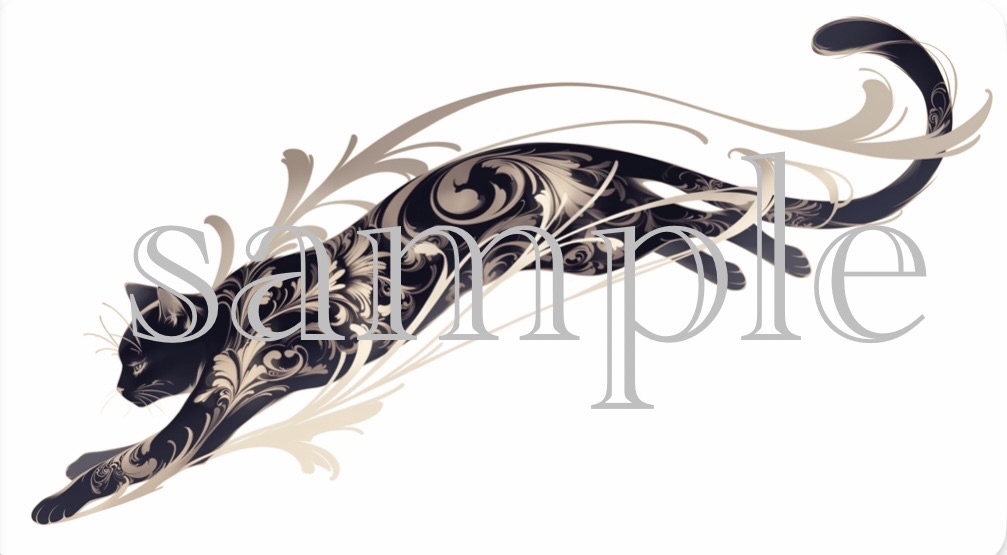 透過アートタトゥー素材　(cat)