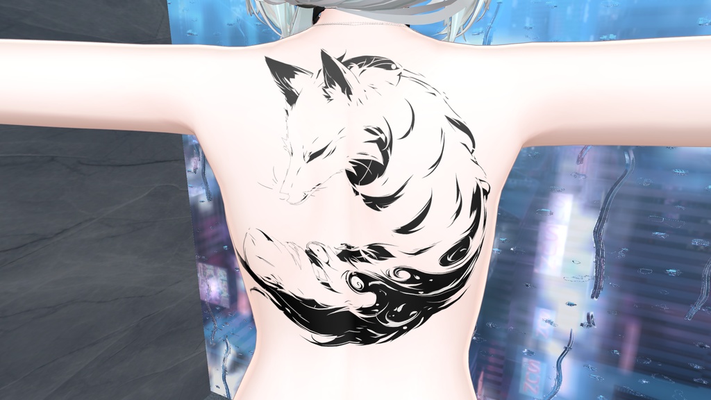 透過アートタトゥー素材 (fox)