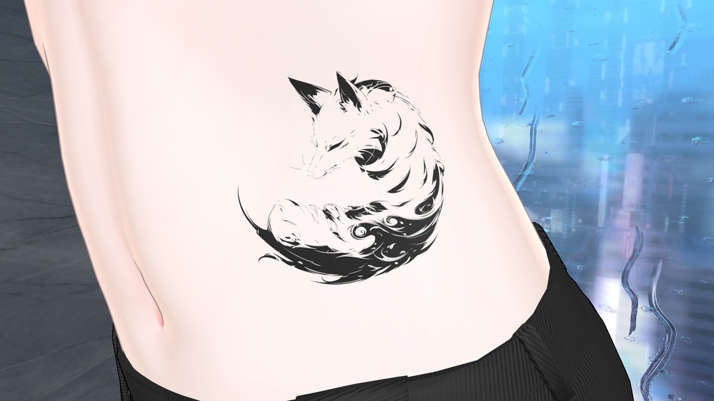 透過アートタトゥー素材 (fox)