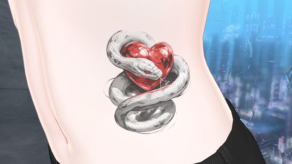 透過アートタトゥー素材 蛇