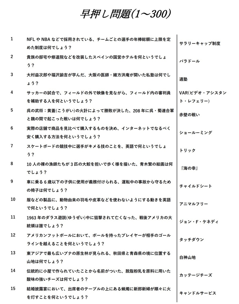 軌跡-クイズ問題集