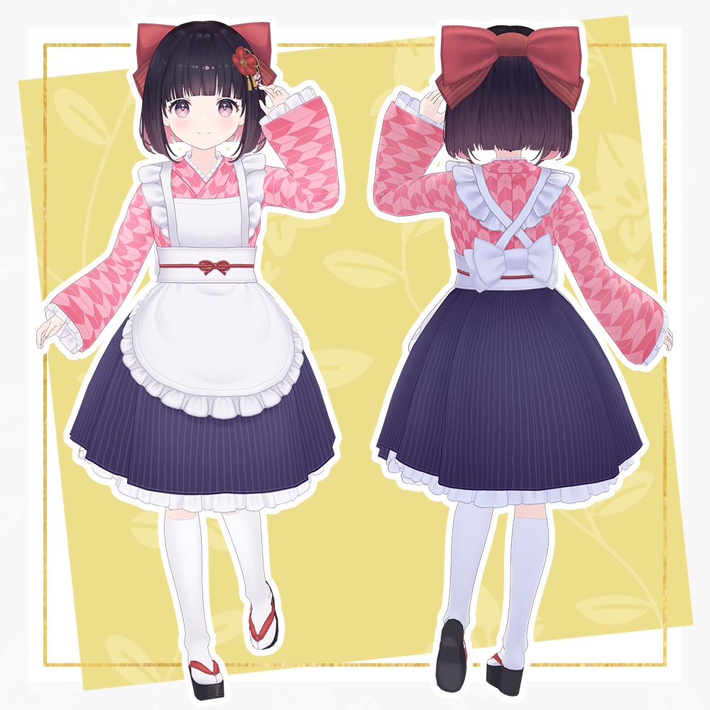 【VRM/Vroidモデル】和メイドちゃんモデル
