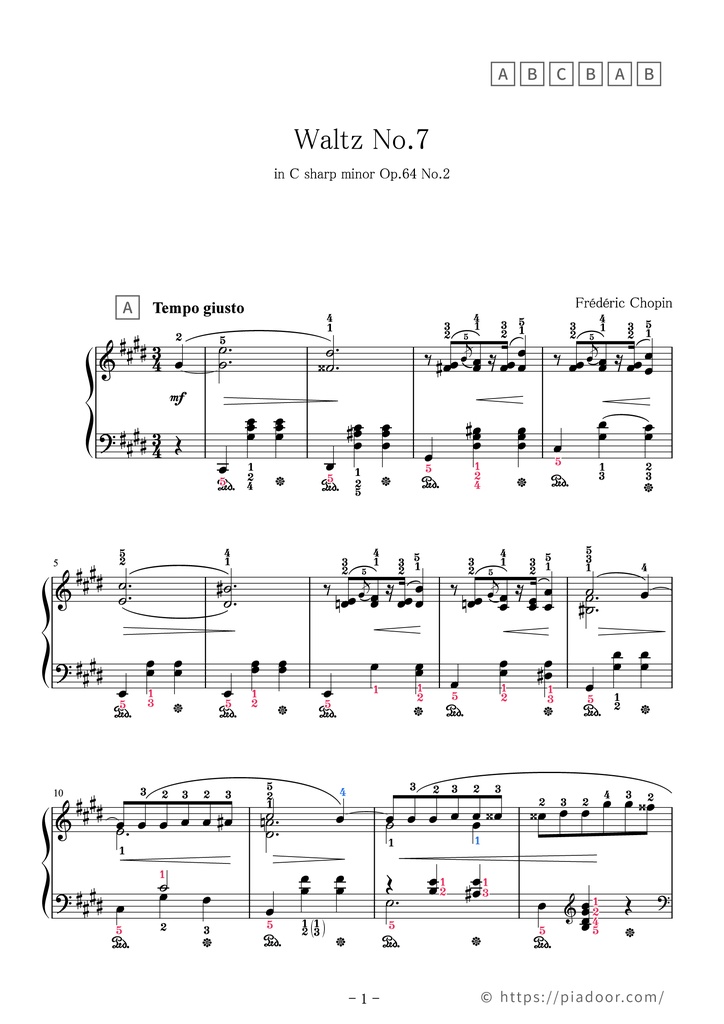 Waltz No.7 in C sharp minor Sheet Music For Piano (With