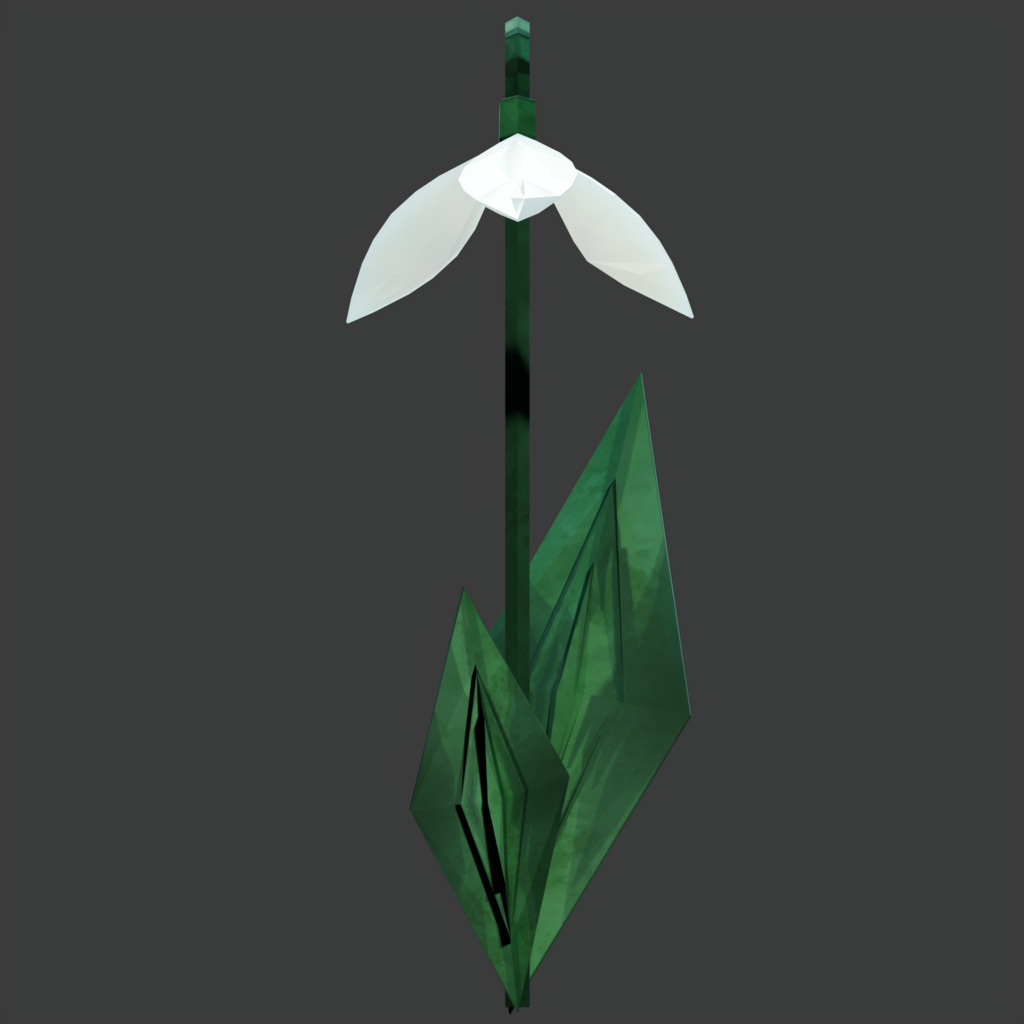 Crystal Snowdrop | ローポリ幻想植物3Dモデル