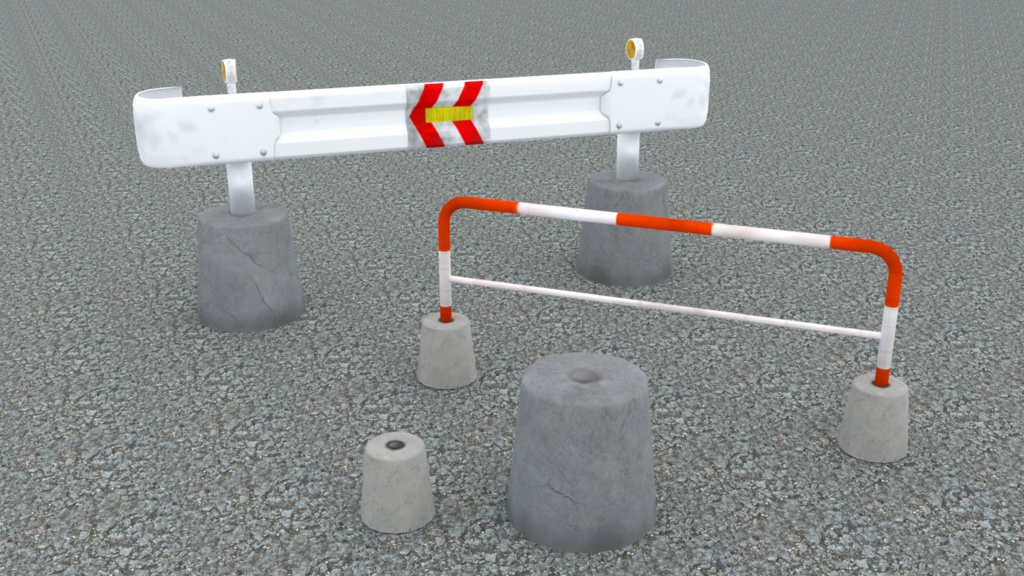 ガードレール、車止めセット
