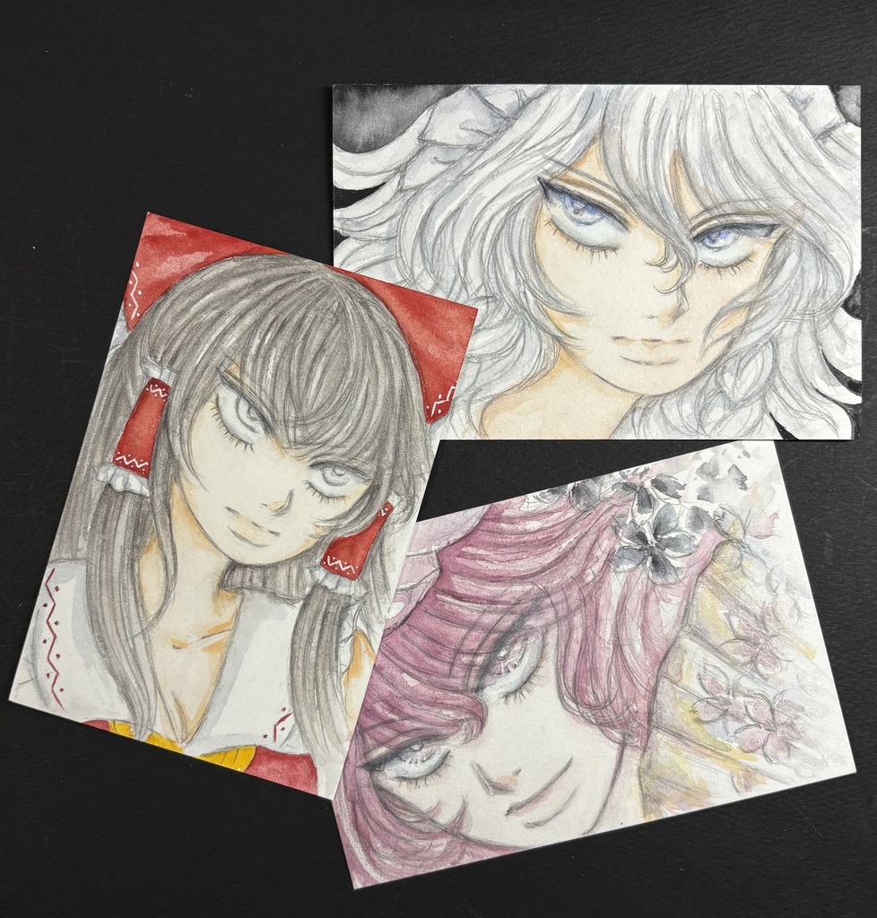 ポストカード3枚セット/東方project 霊夢、幽々子、咲夜