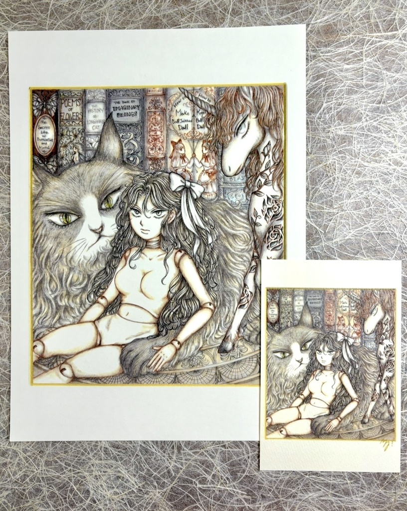 本棚のガーディアンズ/Guardians of the Bookshelf（複製画）A4弱+ポストカードセット
