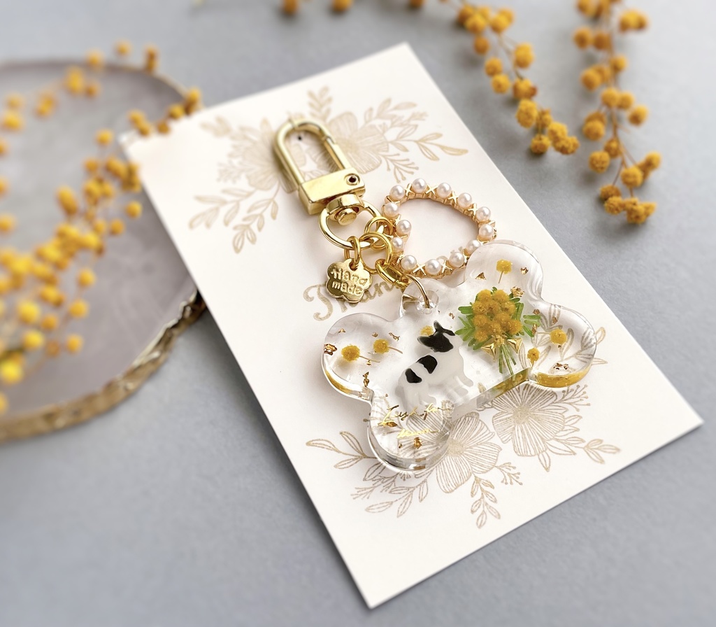 ミモザのわんちゃんキーホルダー(骨)