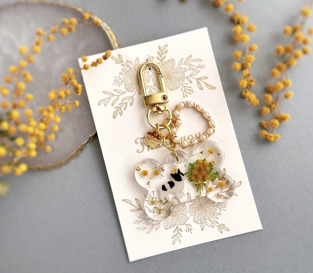 ミモザのわんちゃんキーホルダー(骨)