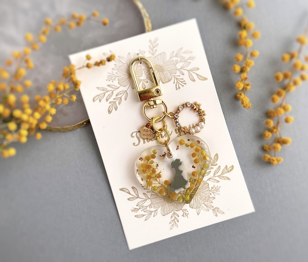 ミモザのわんちゃんキーホルダー(ハート)