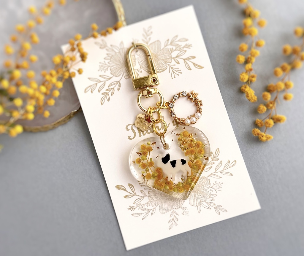 ミモザのわんちゃんキーホルダー(ハート)