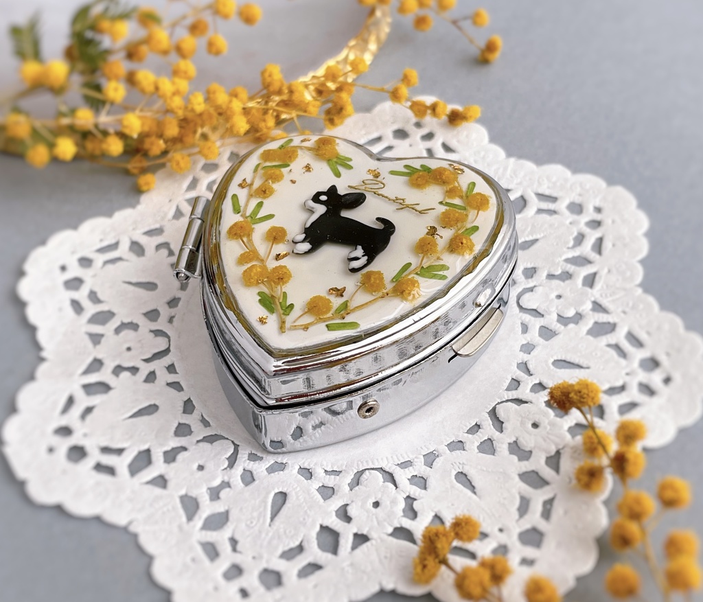 ミモザのハートピルケース