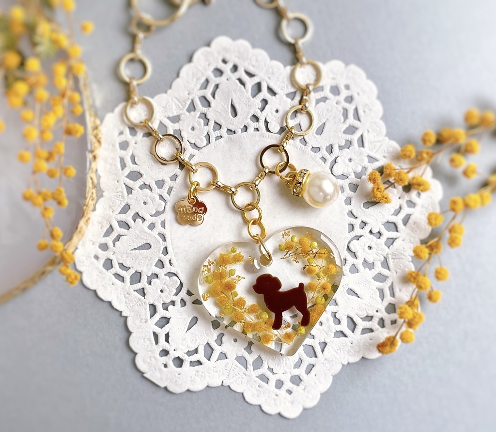 ミモザのわんちゃんバッグチャーム