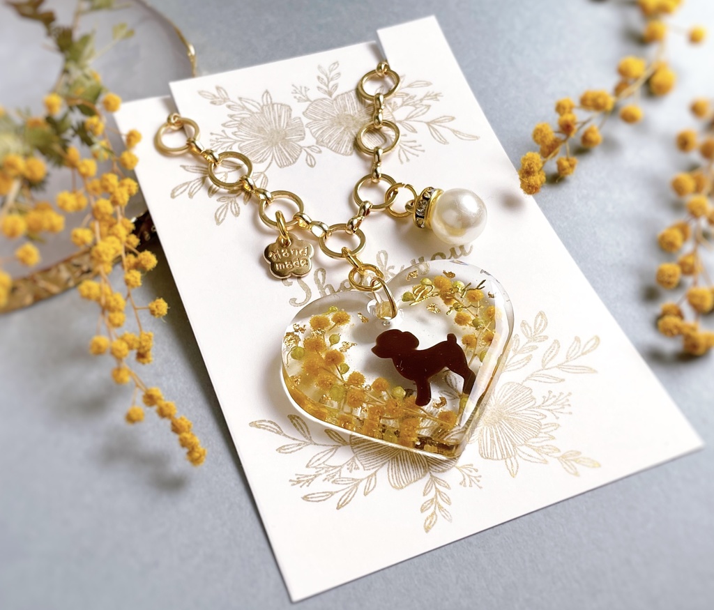 ミモザのわんちゃんバッグチャーム