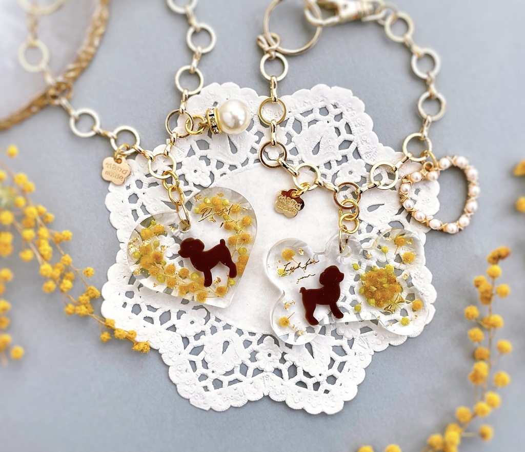 ミモザのわんちゃんバッグチャーム