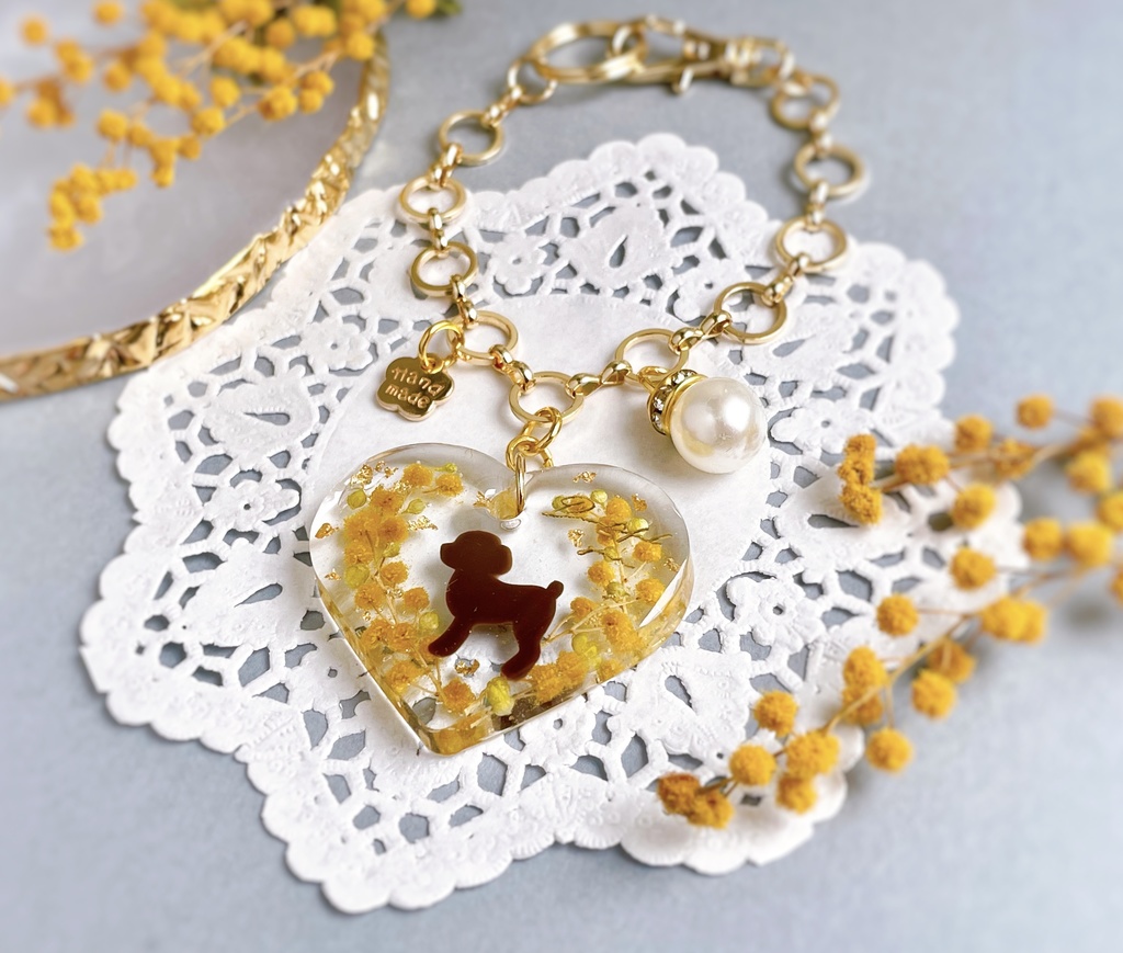 ミモザのわんちゃんバッグチャーム