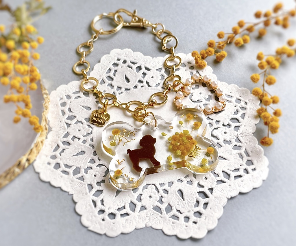 ミモザのわんちゃんバッグチャーム