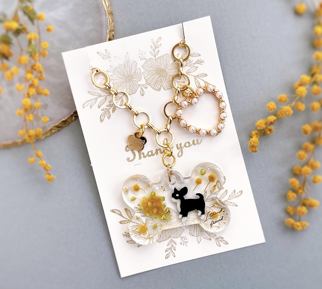 チワワ ミモザバッグチャーム (骨)