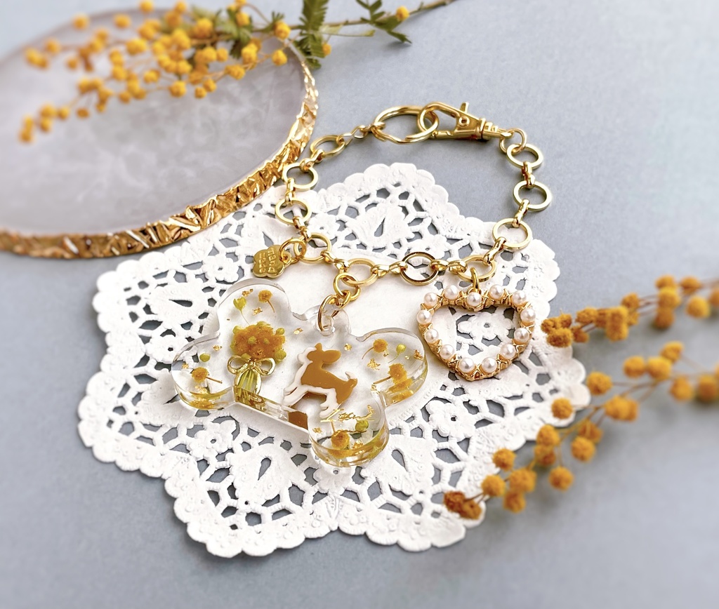 チワワ ミモザバッグチャーム (骨)