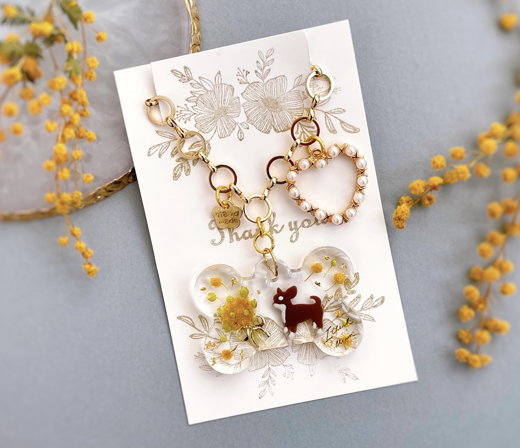 チワワ ミモザバッグチャーム (骨)