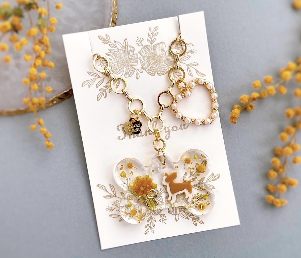 チワワ ミモザバッグチャーム (骨)