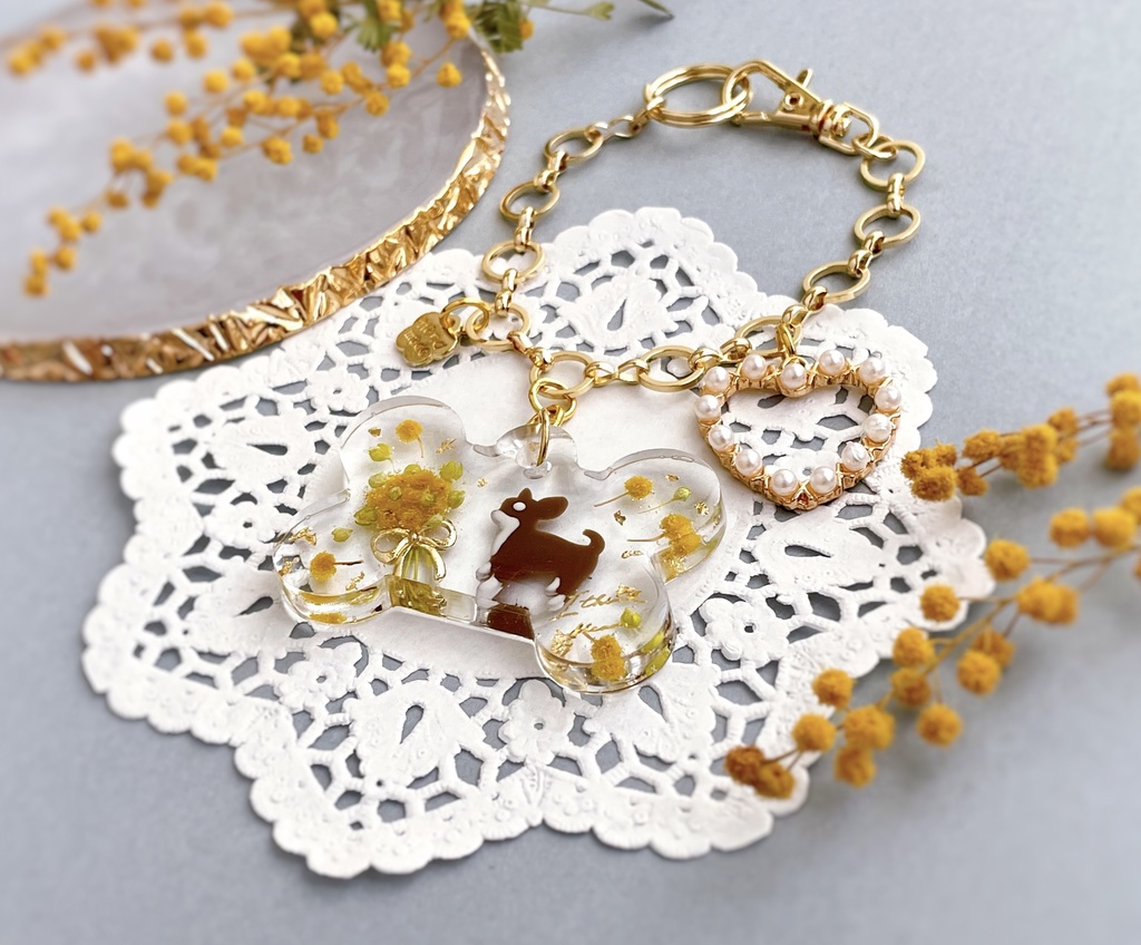 チワワ ミモザバッグチャーム (骨)