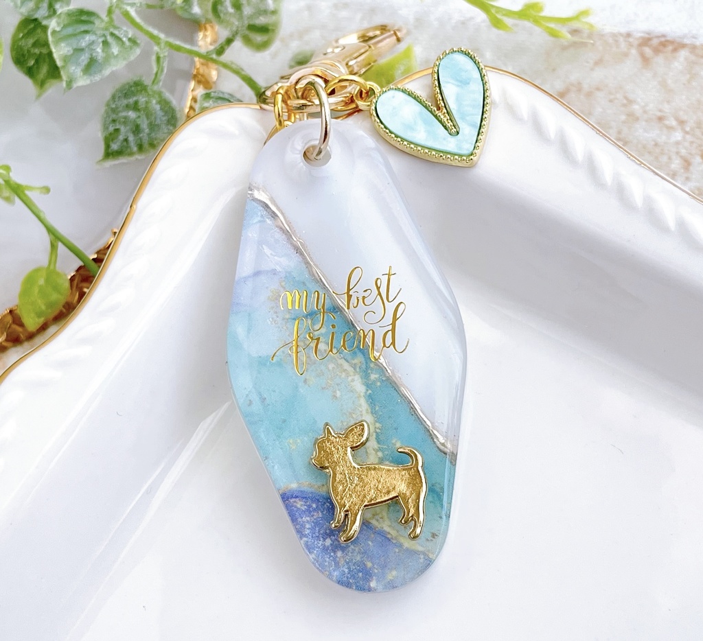 アルコールインクアート風 キーホルダー