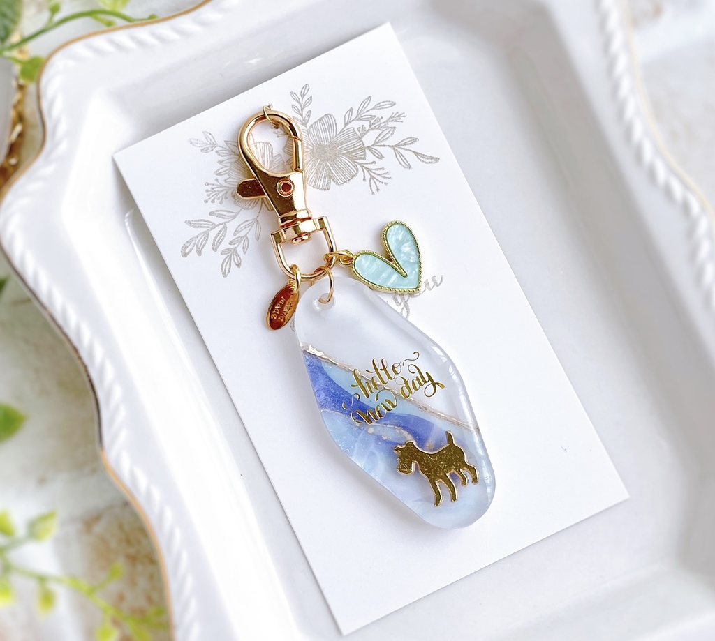 アルコールインクアート風 キーホルダー