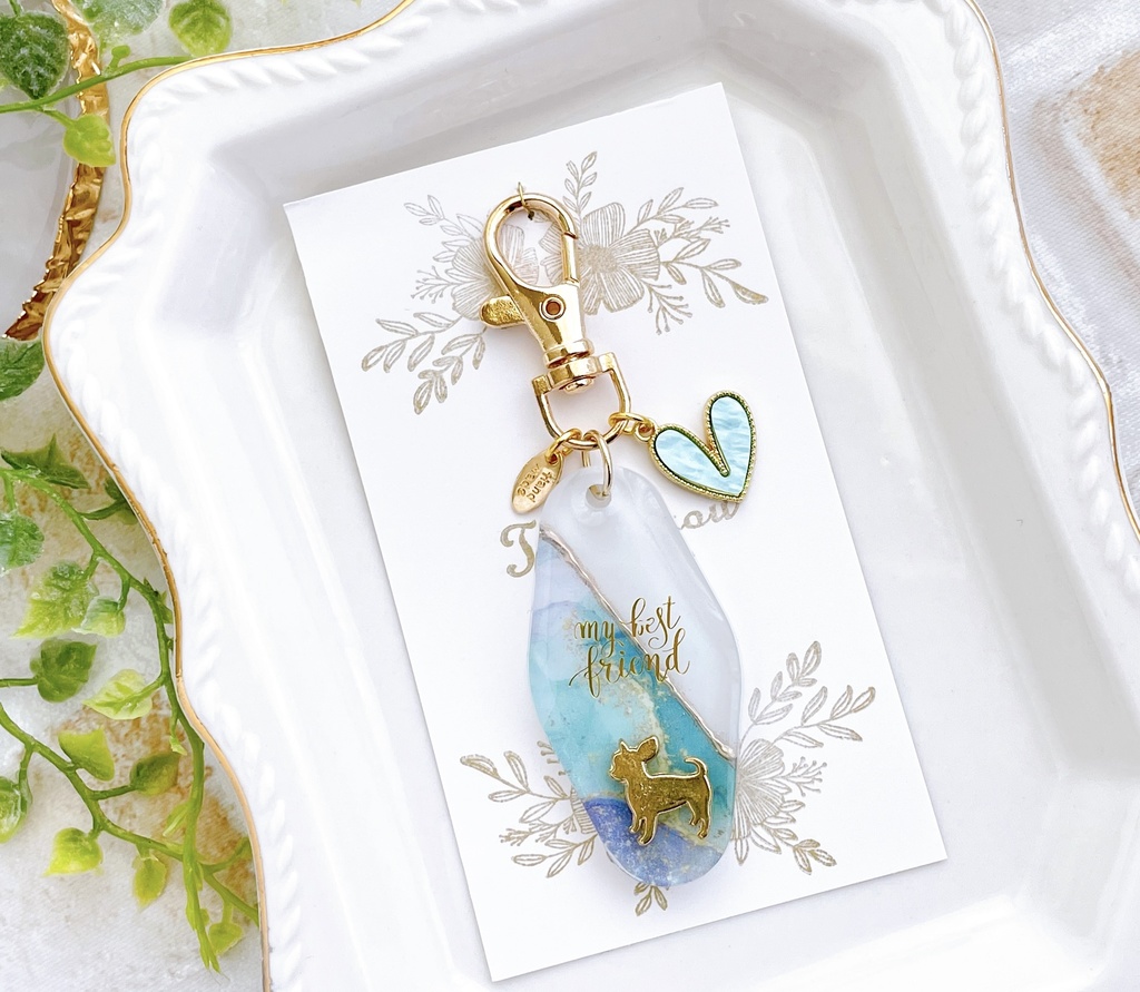 アルコールインクアート風 キーホルダー