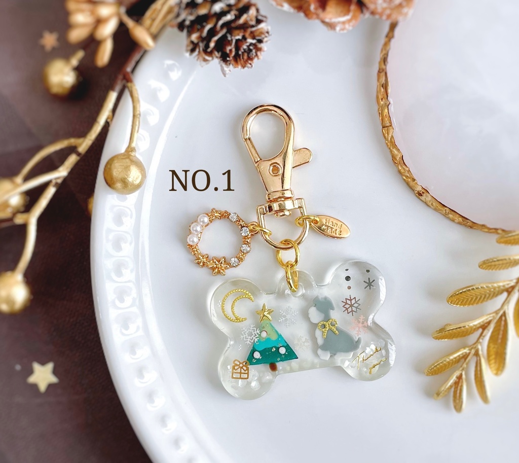 クリスマス わんちゃんキーホルダー
