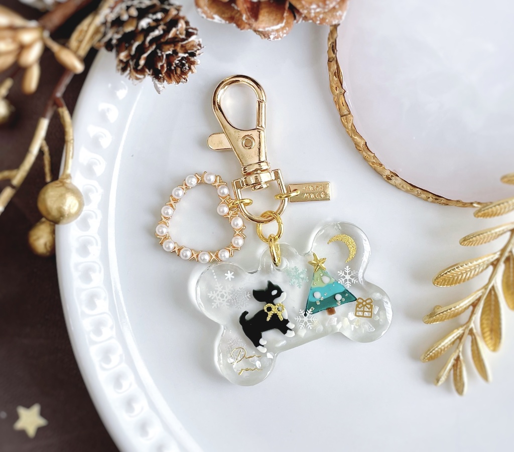 クリスマス わんちゃんキーホルダー