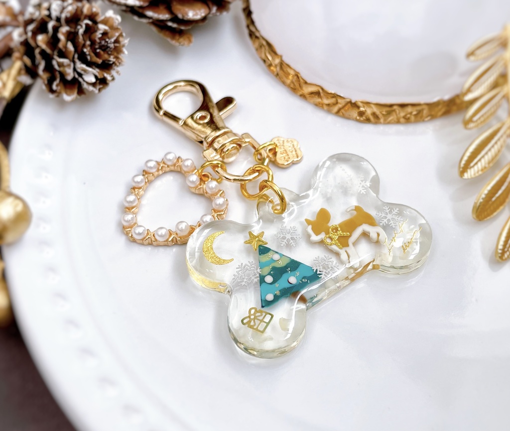 クリスマス わんちゃんキーホルダー