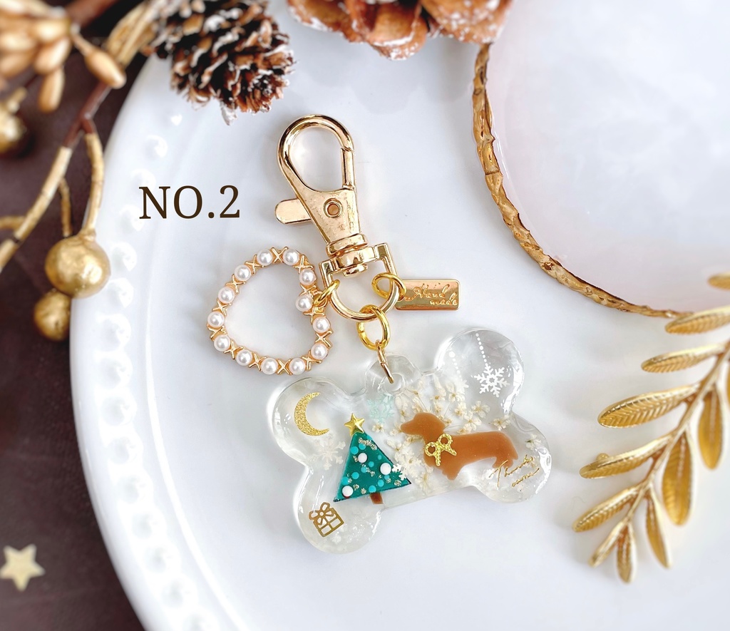 クリスマス わんちゃんキーホルダー