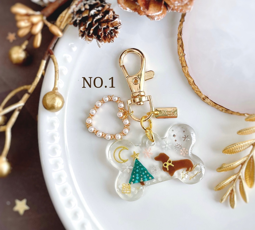 クリスマス わんちゃんキーホルダー