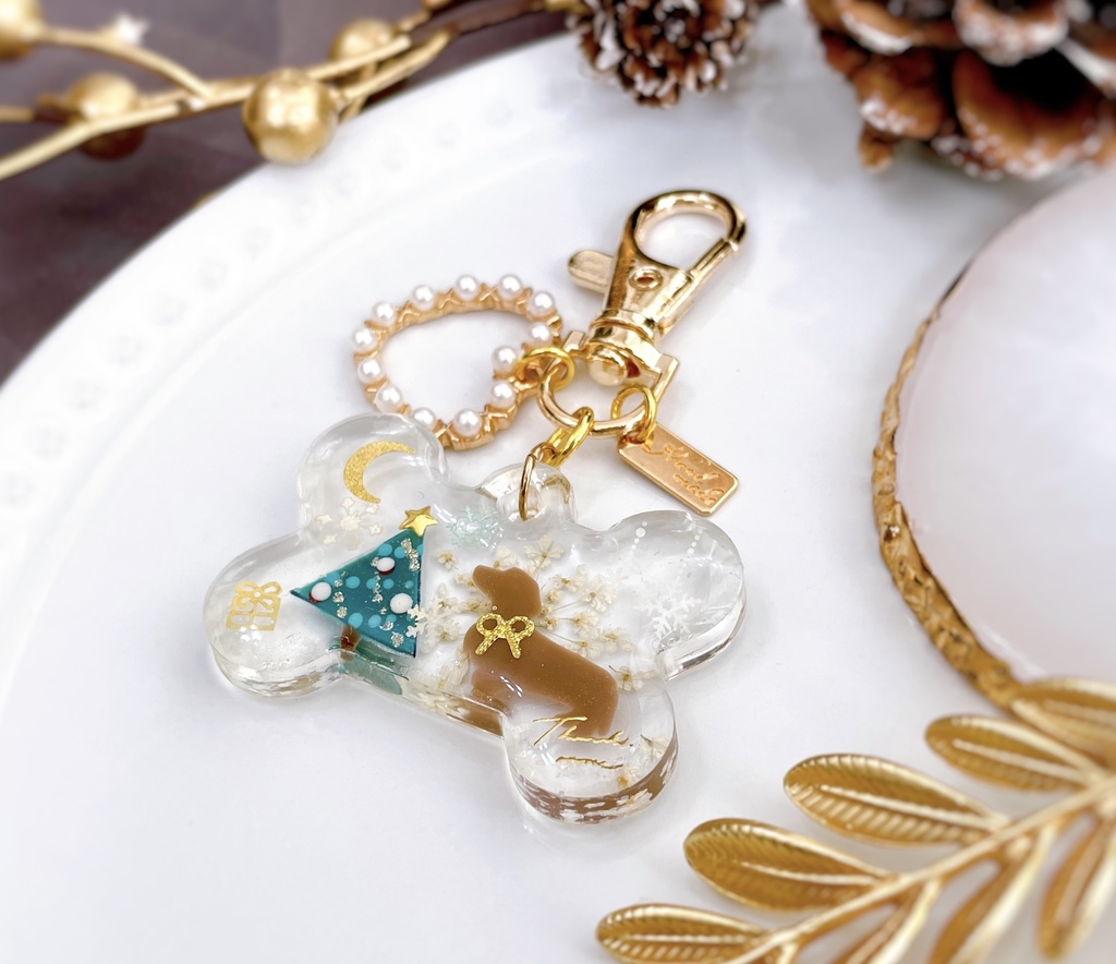 クリスマス わんちゃんキーホルダー